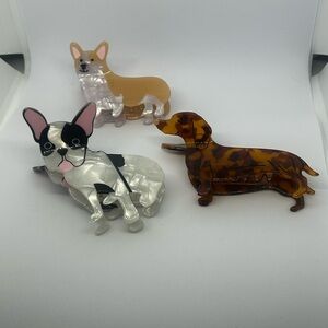 🐶🐾 Set of 3 Acrylic Dogs Claw Clips